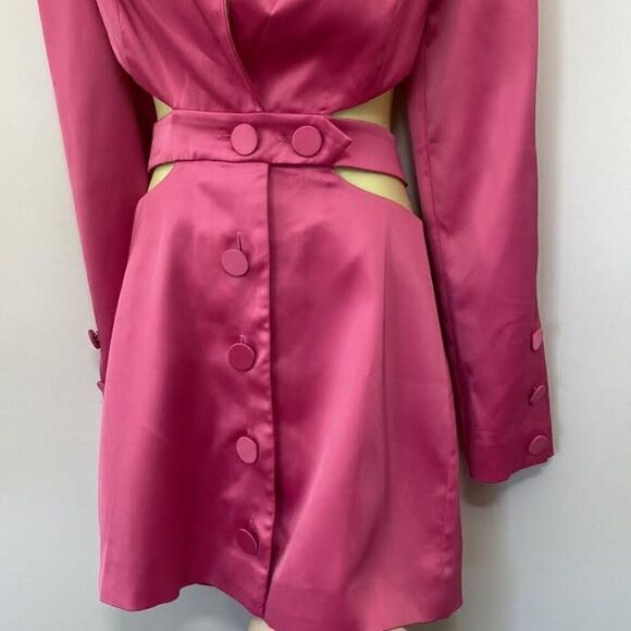FOR LOVE AND LEMONS DRESS "MARIE' PINK SATIN OPEN BACK NWOT SZ SM - Picture 4 of 9